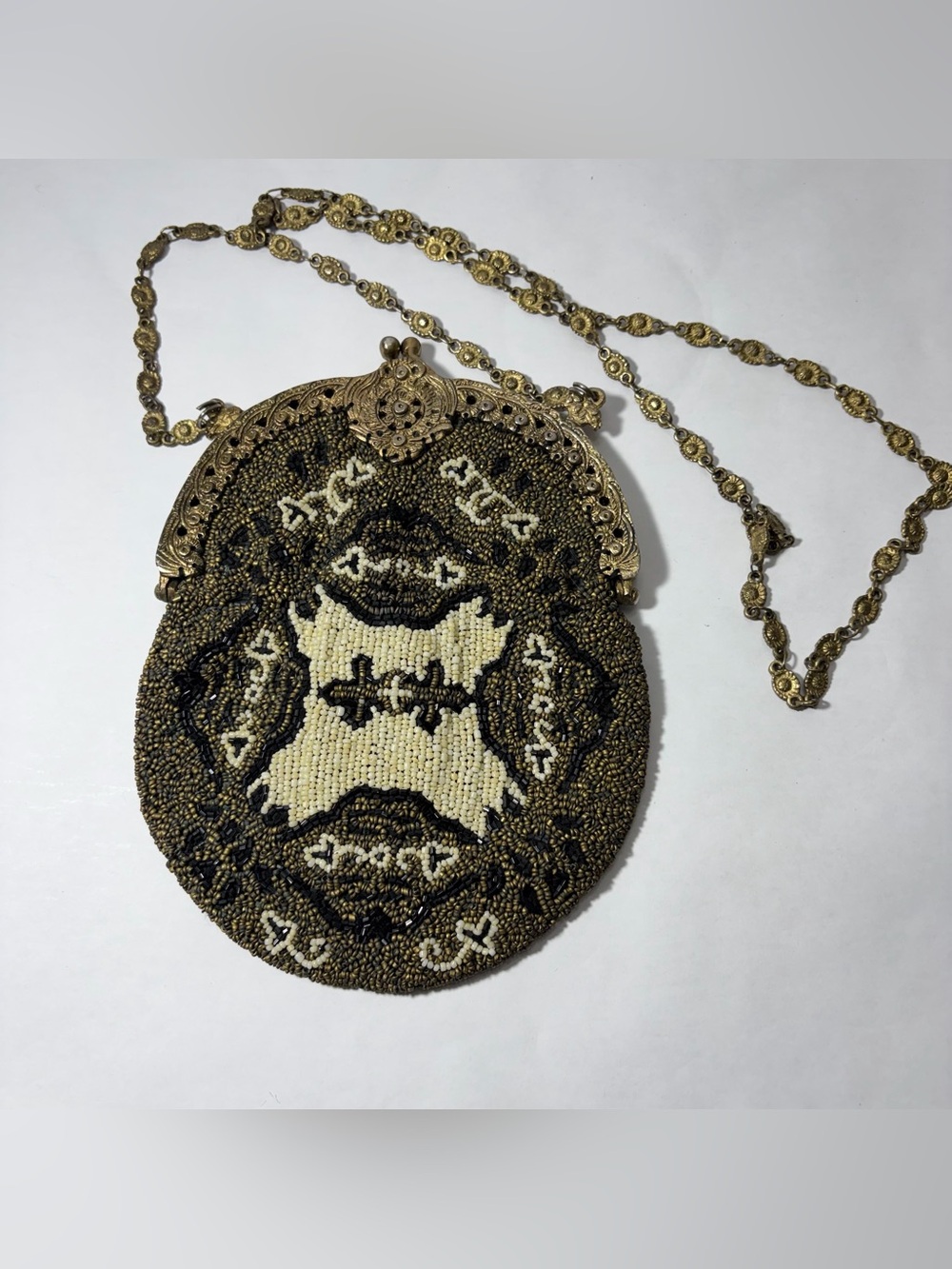Victorian Revival Beaded Purse Vintage Christiana Silk Kiss Lock Bag